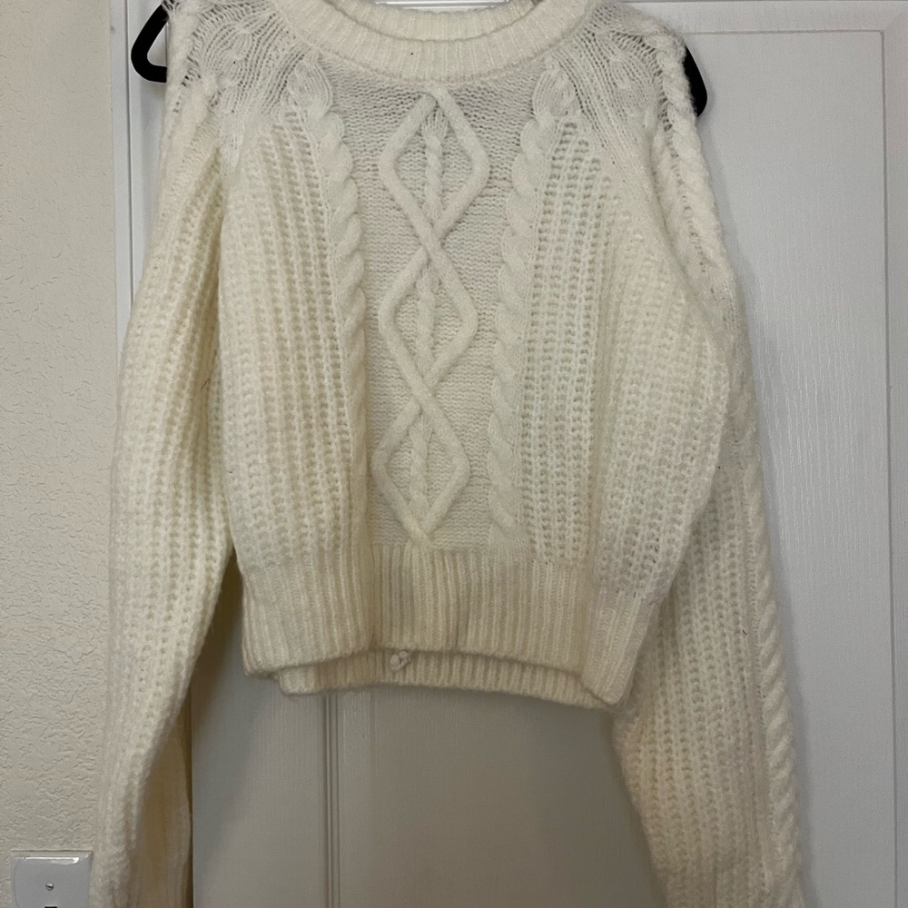Forever 21 Cream Cable Knit Sweater